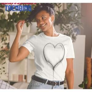 Sketch Heart Short Sleeve Unisex Tshirt Tee